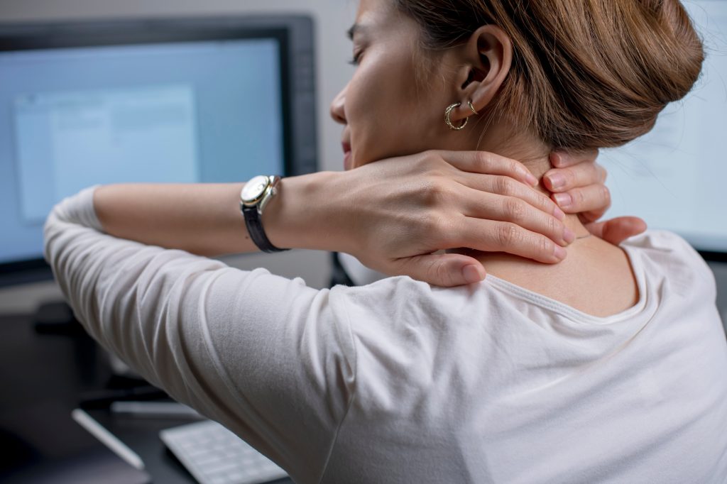 Neck pain of a young woman