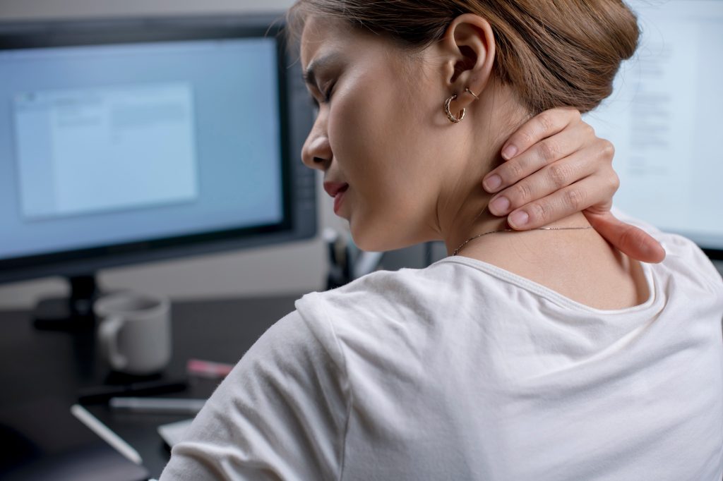 Neck pain of a young woman